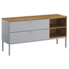 TV-ELEMENT - Eichefarben/Alufarben, Trend, Holzwerkstoff/Metall (120/61/42cm) - Stylife