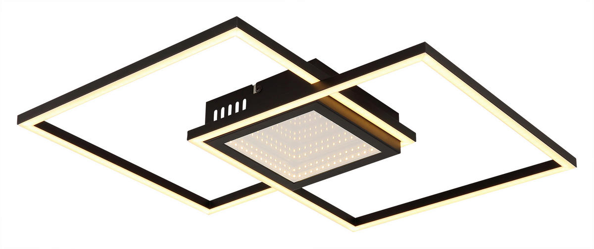 LED-DECKENLEUCHTE    42,6/42,6/5 cm  - Opal/Schwarz, Design, Kunststoff/Metall (42,6/42,6/5cm) - Globo