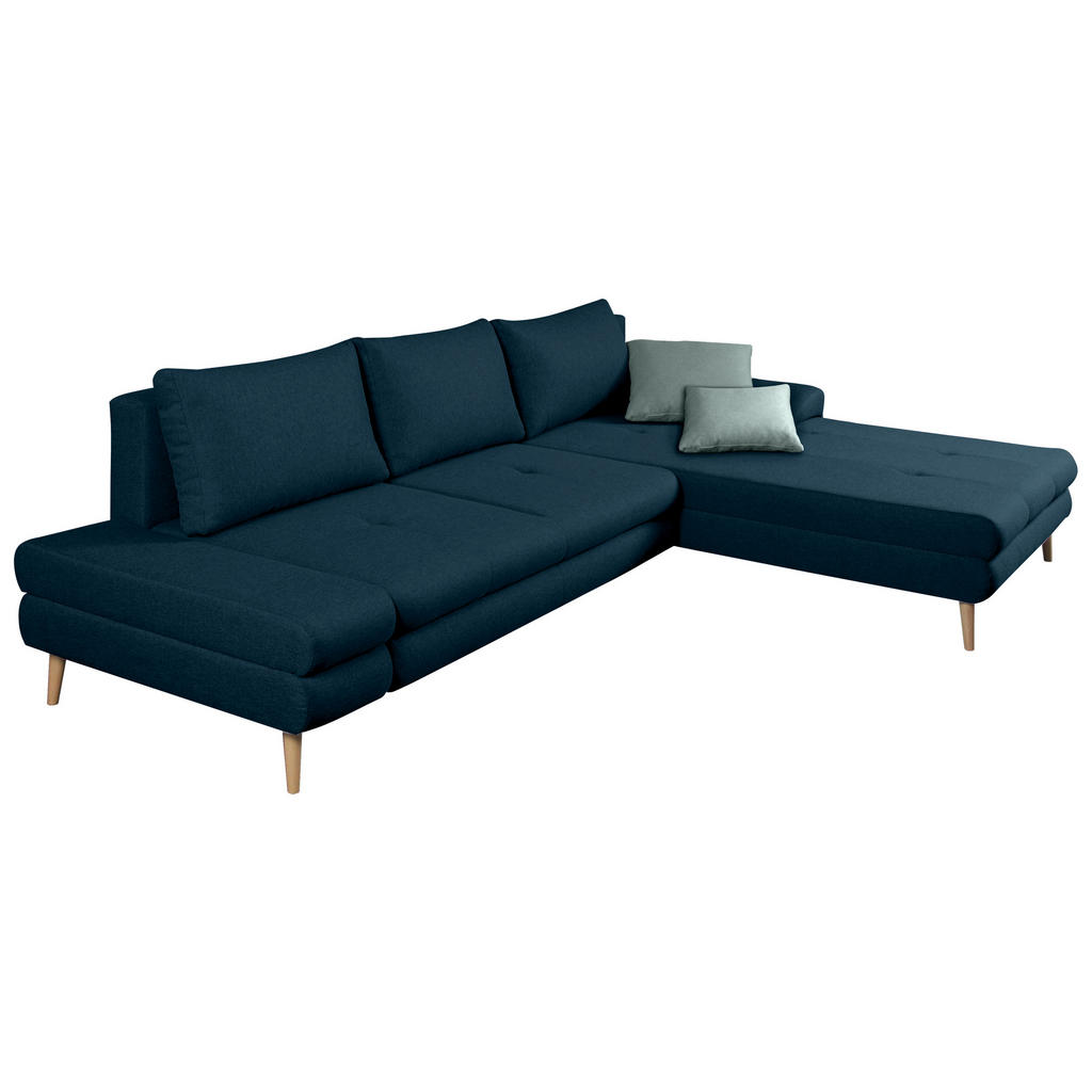 Thumbnail - Mid.you Ecksofa, Dunkelblau, Textil, Erle, massiv, meliert, 5-Sitzer, seitenverkehrt montierbar, L-Form, 313x215 cm, Mad...