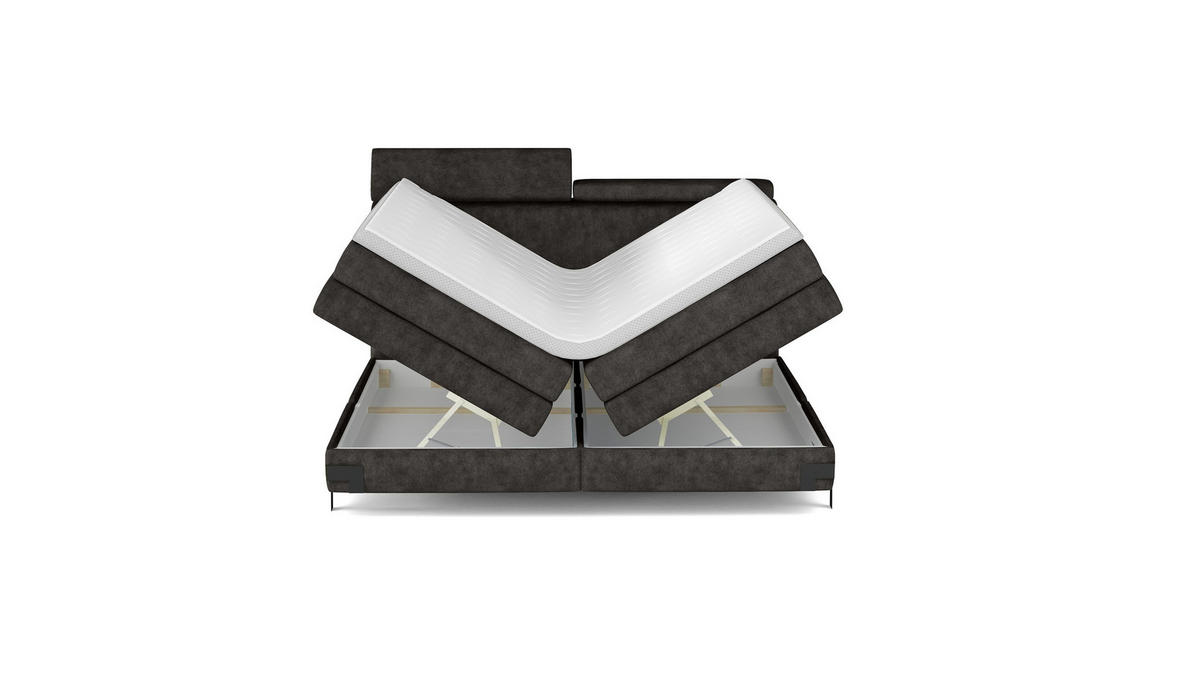 Pat Boxspring, 180/200 cm, antracit - antracit/negru, Basics, lemn/textil (180/200cm) - Esposa