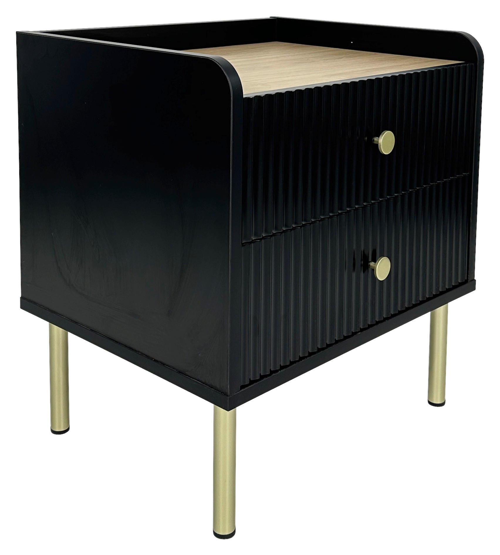 Milino Nachtschrank Snow Schwarz, Eiche 50x54x40 cm