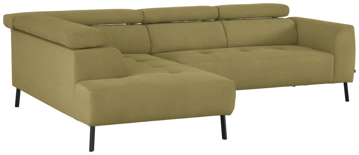 ECKSOFA in Struktur Gelb  - Gelb/Schwarz, Design, Textil/Metall (205/280cm) - Xora