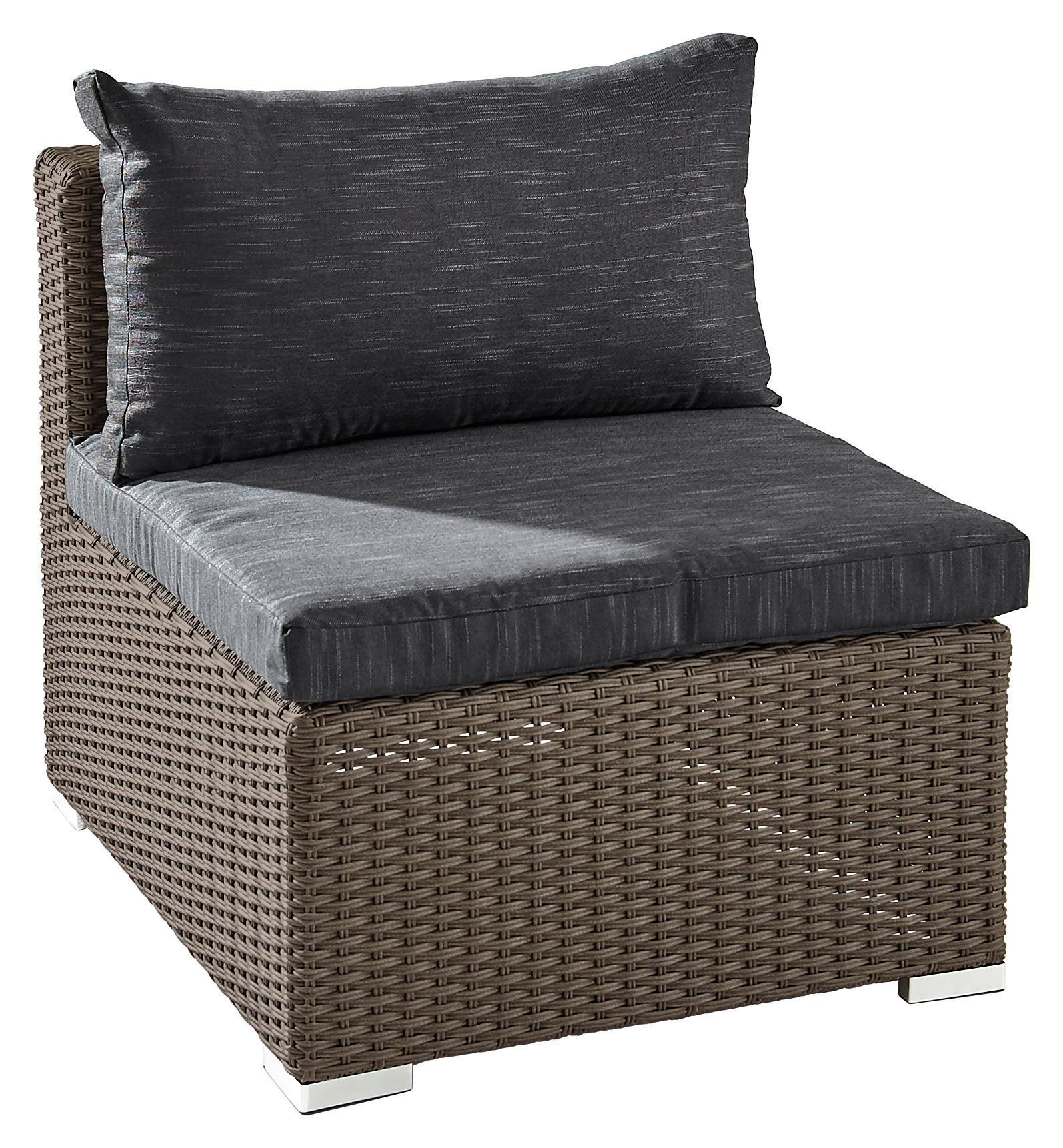 LOUNGEMITTELTEIL Grau, Schwarz Aluminium - Chromfarben/Schwarz, LIFESTYLE, Kunststoff/Textil (72/70/84cm) - Ambia Garden