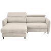 ECKSOFA inkl. Funktionen Beige Flachgewebe  - Beige/Schwarz, Design, Holz/Textil (185/232cm) - Stylife