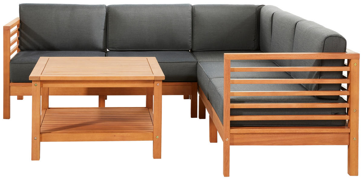 TERASOVÁ SEDACÍ SOUPRAVA, dřevo, textil - přírodní barvy/antracitová, Konvenční, dřevo/textil (204/204cm) - Ambia Garden