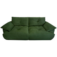 BIGSOFA Webstoff Dunkelgrün  - Dunkelgrün/Schwarz, KONVENTIONELL, Kunststoff/Textil (243/90,5/130cm) - Ambia Home