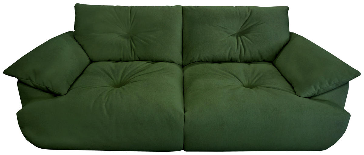 BIGSOFA Webstoff Dunkelgrün  - Dunkelgrün/Schwarz, KONVENTIONELL, Kunststoff/Textil (243/90,5/130cm) - Ambia Home