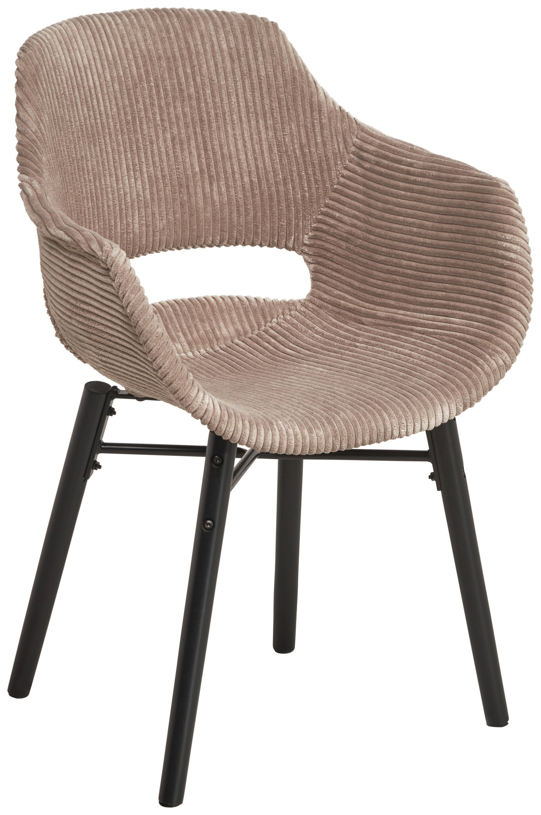 ARMLEHNSTUHL  in Cord matt  - Schwarz/Braun, MODERN, Holz/Kunststoff (58/81/61cm) - MID.YOU