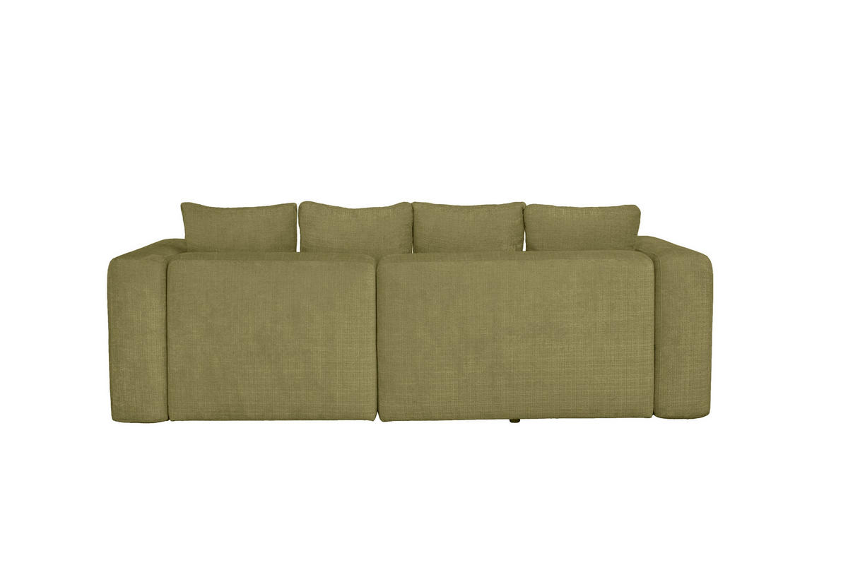 ECKSOFA Olivgrün Chenille Zierkissen, Rückenkissen, Rücken echt  - Schwarz/Olivgrün, MODERN, Kunststoff/Textil (276/188cm) - Milino