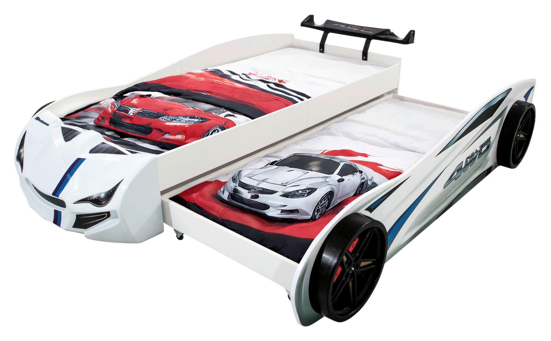 AUSZIEHBETT 90/200 cm  in Weiß  - Schwarz/Braun, KONVENTIONELL, Holz/Holzwerkstoff (90/200cm) - Xora