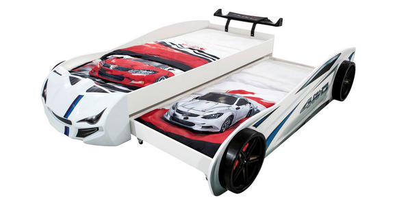 AUSZIEHBETT 90/200 cm  in Weiß  - Schwarz/Braun, KONVENTIONELL, Holz/Holzwerkstoff (90/200cm) - Xora