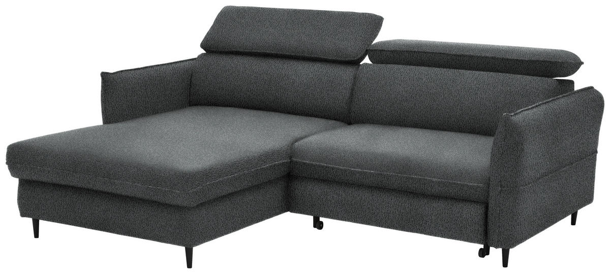 ECKSOFA in Flachgewebe Dunkelgrau  - Dunkelgrau/Schwarz, Design, Holz/Textil (185/232cm) - Stylife