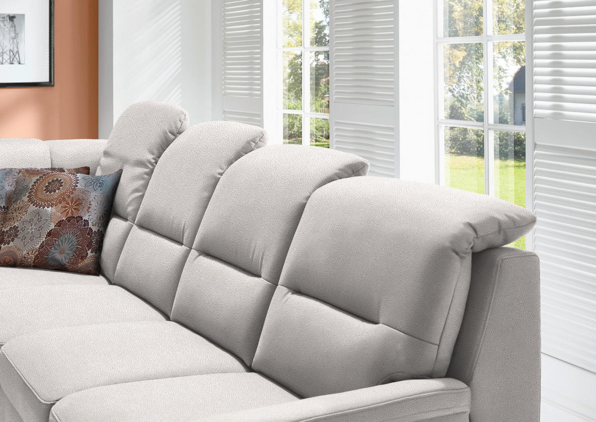 ECKSOFA in Mikrofaser Hellgrau  - Hellgrau/Schwarz, Konventionell, Holz/Textil (245/303cm) - Beldomo Comfort
