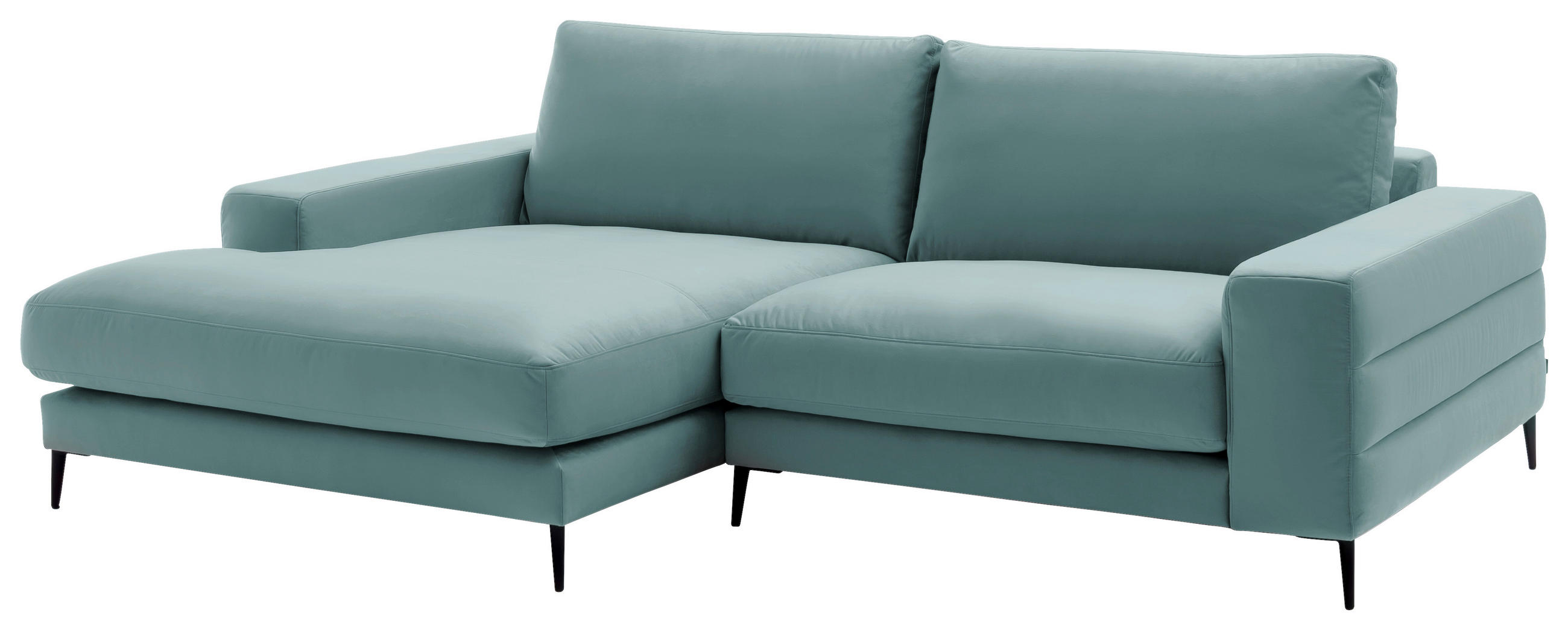 ECKSOFA  in Velours Türkis  177/253 cm  - Türkis/Schwarz, Design, Textil/Metall (177/253cm) - Dieter Knoll
