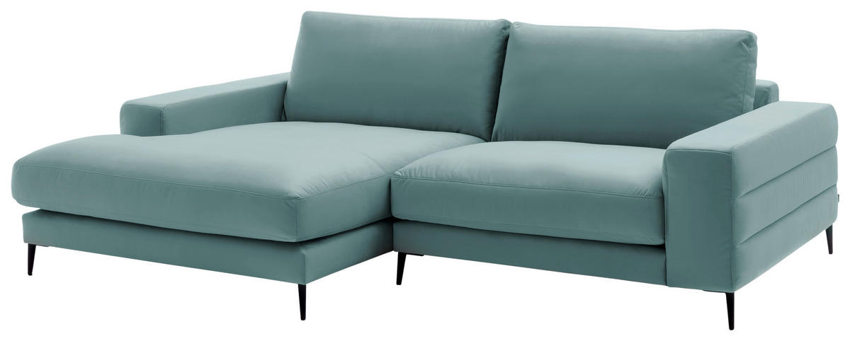 ECKSOFA  in Velours Türkis  177/253 cm  - Türkis/Schwarz, Design, Textil/Metall (177/253cm) - Dieter Knoll