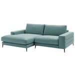 ECKSOFA in Velours Türkis  177/253 cm  - Türkis/Schwarz, Design, Textil/Metall (177/253cm) - Dieter Knoll