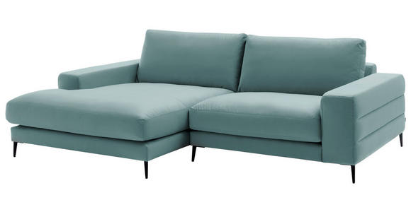 ECKSOFA in Velours Türkis  177/253 cm  - Türkis/Schwarz, Design, Textil/Metall (177/253cm) - Dieter Knoll