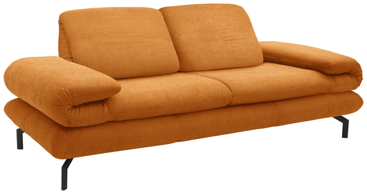 2,5-SITZER mit Funktionen in Webstoff Orange  - Schwarz/Orange, Design, Textil/Metall (224 (284)/83 (110)/98cm) - LOOKS by W.Joop