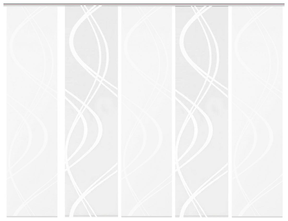 FLÄCHENVORHANG TIBERIO, 5-TLG. in Weiß halbtransparent  - Weiß, MODERN, Textil (60/245cm)