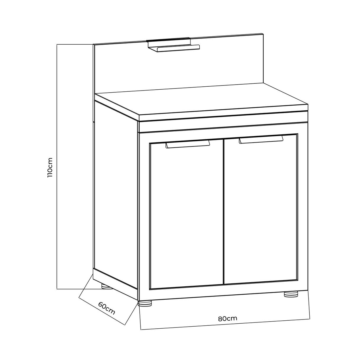 OUTDOORKÜCHENUNTERSCHRANK  - Anthrazit, Basics, Metall (80/110/60cm) - Gardenson