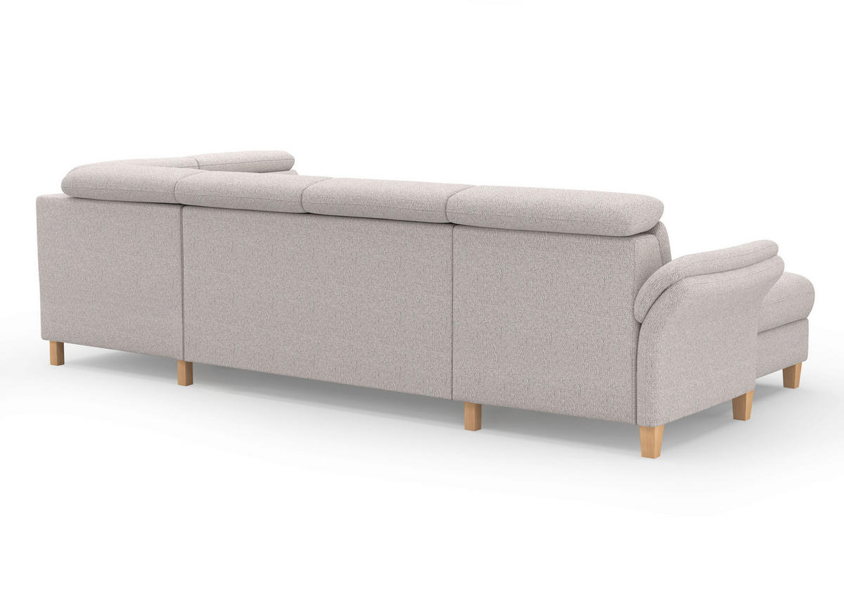 WOHNLANDSCHAFT GLENDALE E Silberfarben Chenille  - Eichefarben/Silberfarben, KONVENTIONELL, Holz/Textil (166/321/193cm) - Sit & More