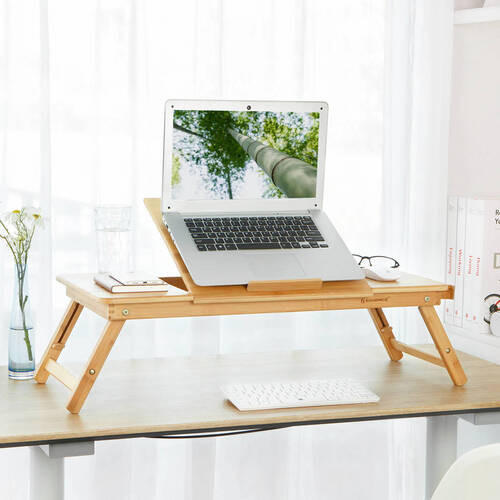 LAPTOPTISCH Bambus Naturfarben, Hellbraun  - Hellbraun/Naturfarben, Basics, Holz (80-89/35/21-29cm) - Boxxx
