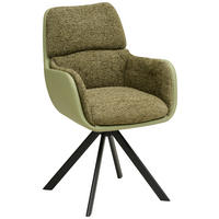 ARMLEHNSTUHL  Sitzfläche 360° drehbar Webstoff  - Schwarz/Grün, Modern, Textil/Metall (61/91/65cm) - MID.YOU