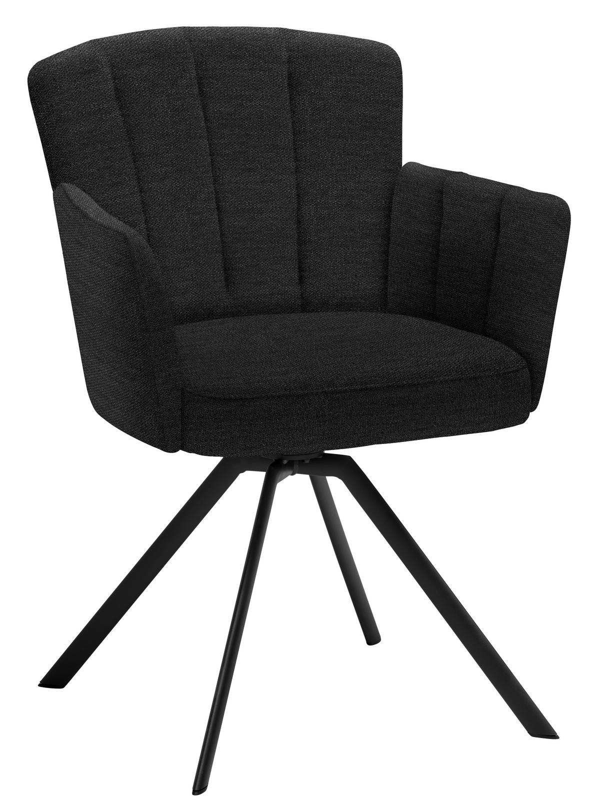 ARMLEHNSTUHL Stahl Webstoff  - Anthrazit, Design, Textil/Metall (58/83/62cm) - Venjakob