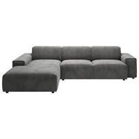 ECKSOFA in Cord Dunkelgrau  - Dunkelgrau/Schwarz, Design, Kunststoff/Textil (189/300cm) - Pure Home Lifestyle