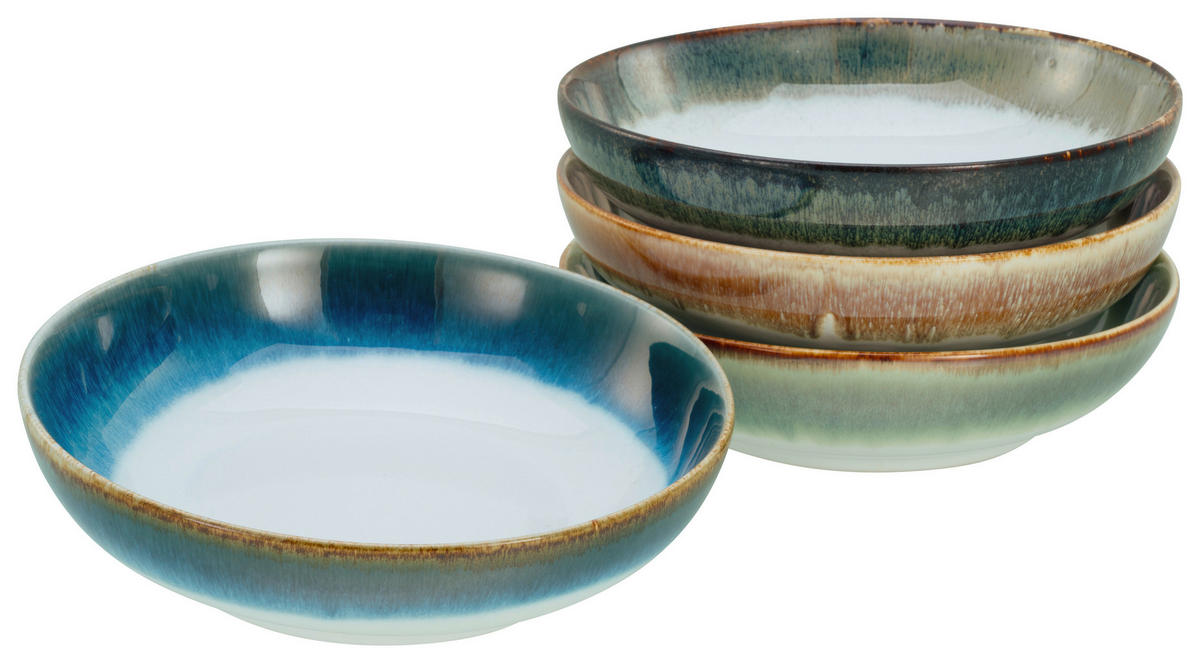 SCHÜSSELSET Cascade Bowls Mix 4-teilig  - Blau/Braun, Basics, Keramik (22,5/5cm) - Creatable