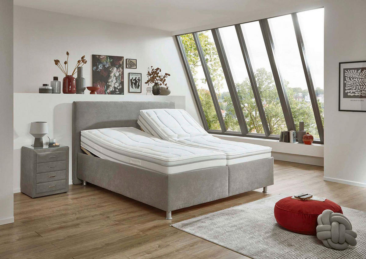 POLSTERBETT Matratze, gepolstertes Kopfteil, Lattenrost, Bettkasten Beige 160/200 cm  - Beige/Alufarben, MODERN, Holz/Holzwerkstoff (160/200cm) - Beldomo - Sleep