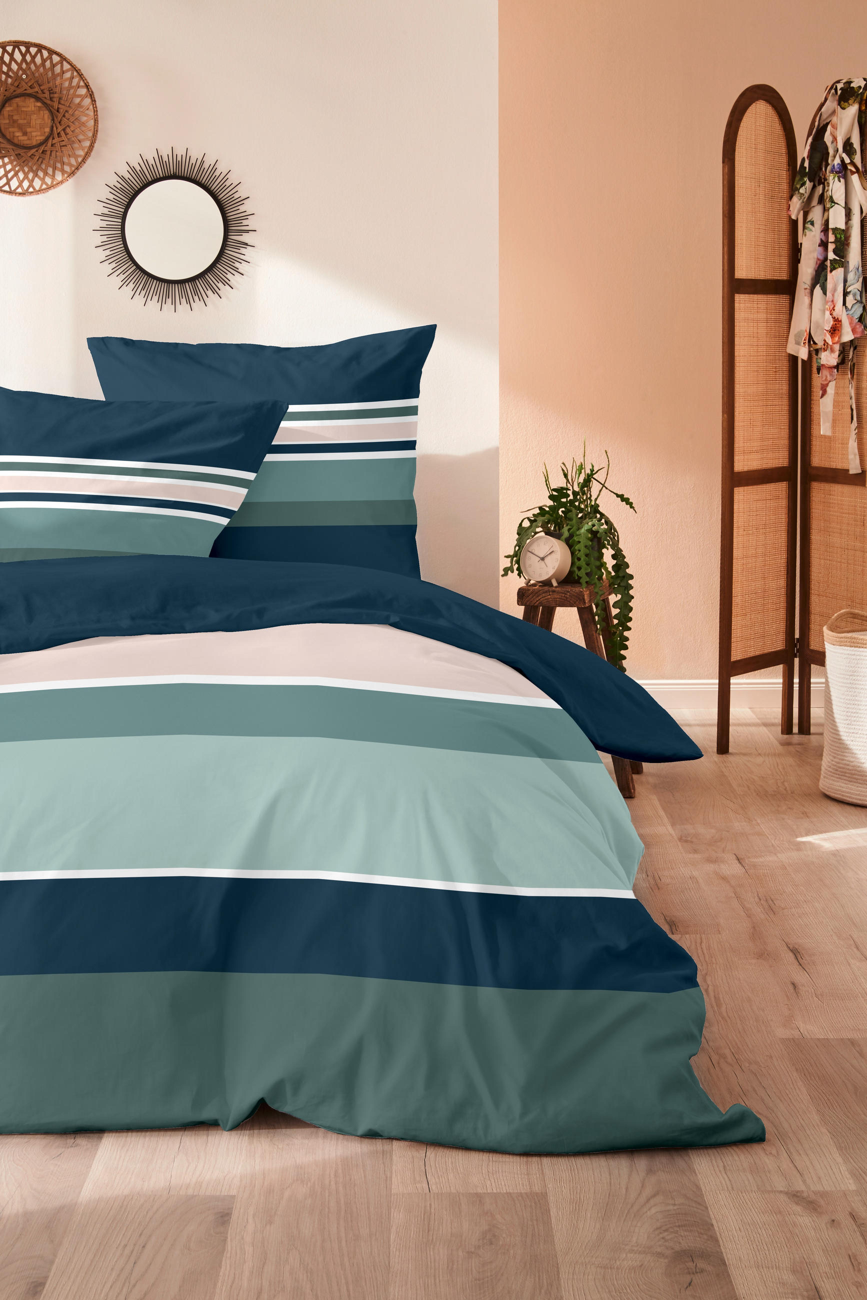 POVLEČENÍ, makosatén, barvy zlata, tmavě modrá, světle zelená, béžová, lesní zelená, 135/200 cm  - světle zelená/barvy zlata, Basics, textil (135/200cm)