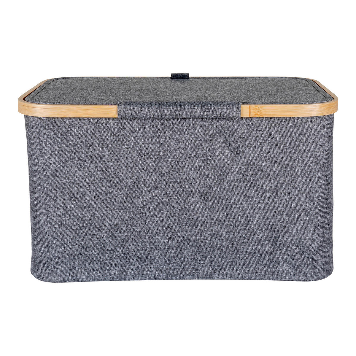 AUFBEWAHRUNGSBOX     - Dunkelgrau/Naturfarben, Basics, Holz/Textil (45/25/30cm)