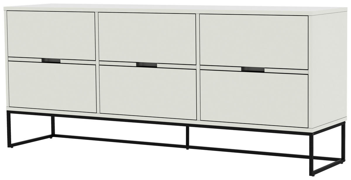 SIDEBOARD Lipp  in 176/76/43 cm  - Schwarz/Weiß, Design, Holzwerkstoff/Metall (176/76/43cm)