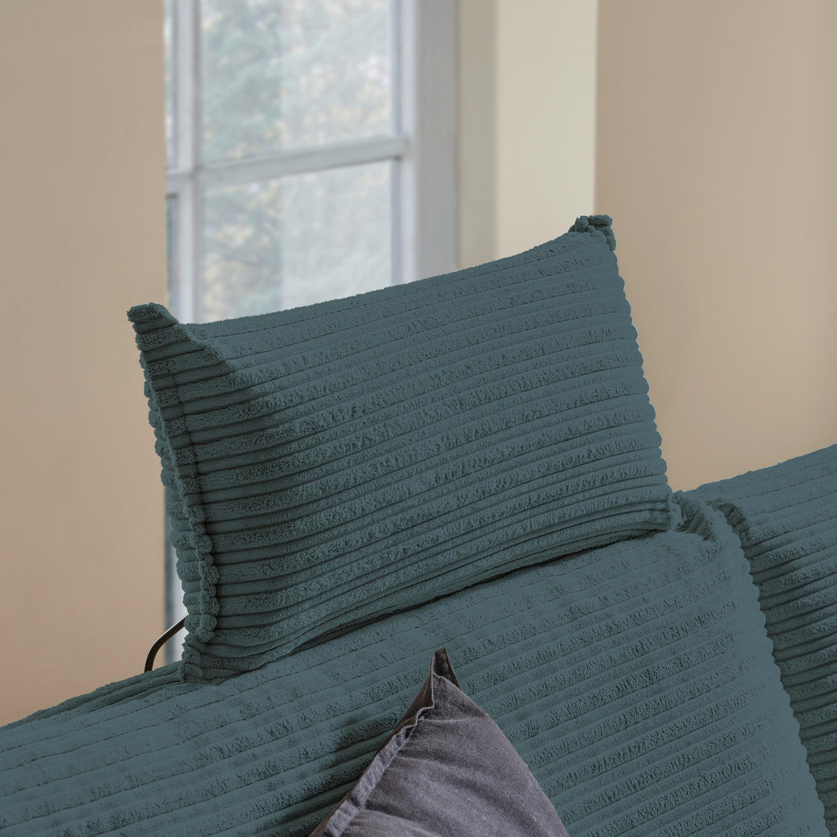 ECKSOFA Blau Cord  - Blau/Schwarz, KONVENTIONELL, Textil/Metall (173/276cm) - Carryhome