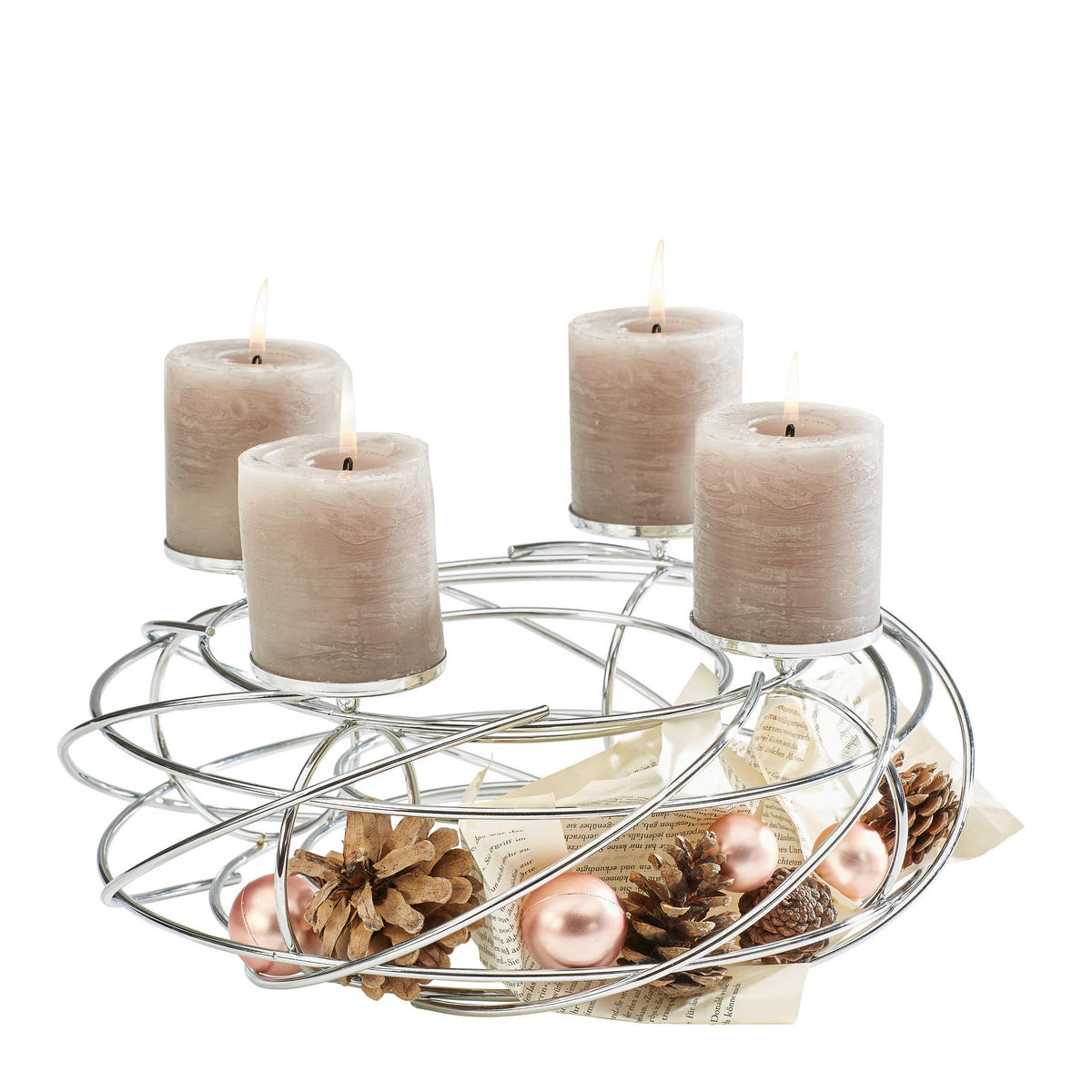 ADVENTSKRANZ Lifestyle  - Chromfarben, MODERN, Metall (35cm) - Justinus