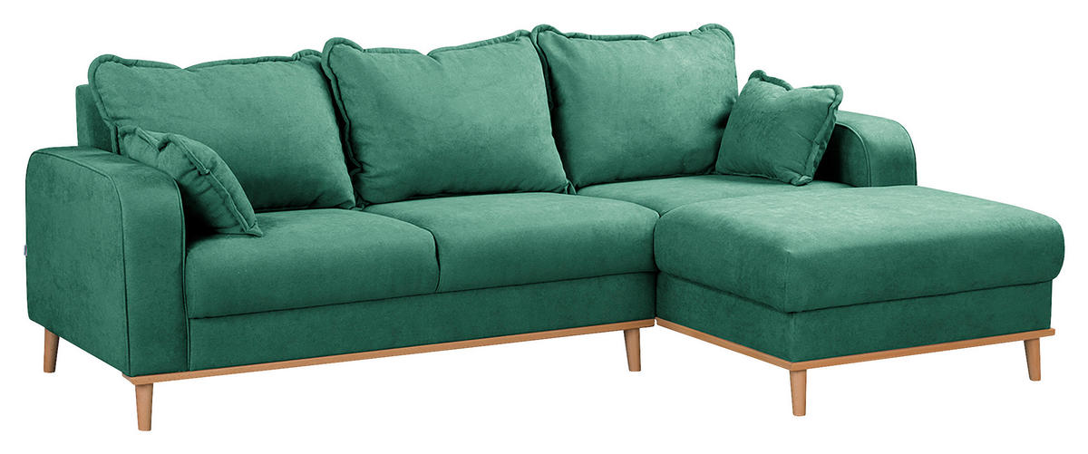 ECKSOFA in Mikrofaser Mintgrün  - Wengefarben/Mintgrün, Design, Holz/Textil (230/150cm) - Livetastic