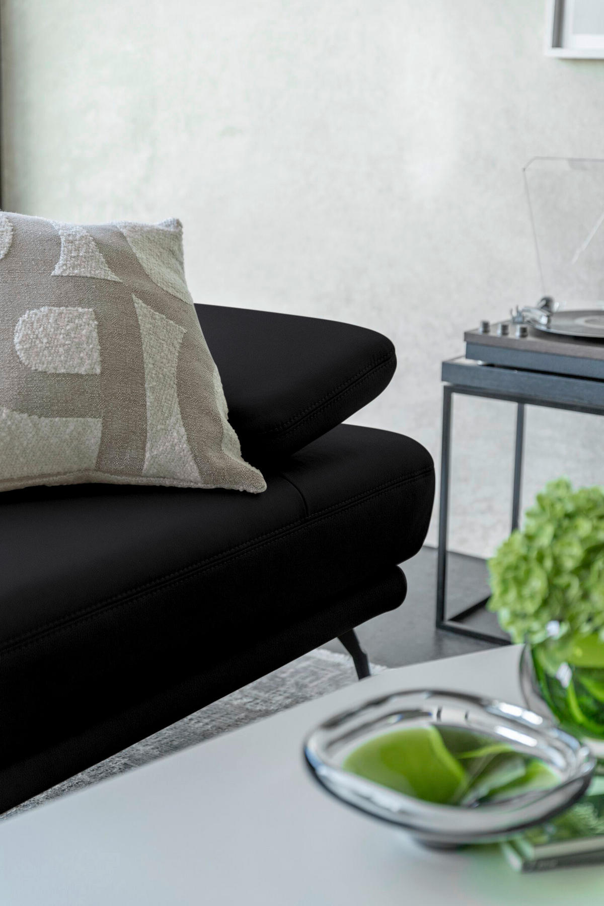 ECKSOFA Echtleder Schwarz  - Schwarz, Konventionell, Leder/Metall (301/180cm) - Joop!