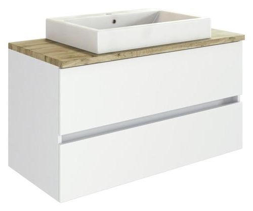 WASCHTISCHKOMBI 100 cm  - Eichefarben/Weiß, Basics, Keramik/Holzwerkstoff (100cm) - Held