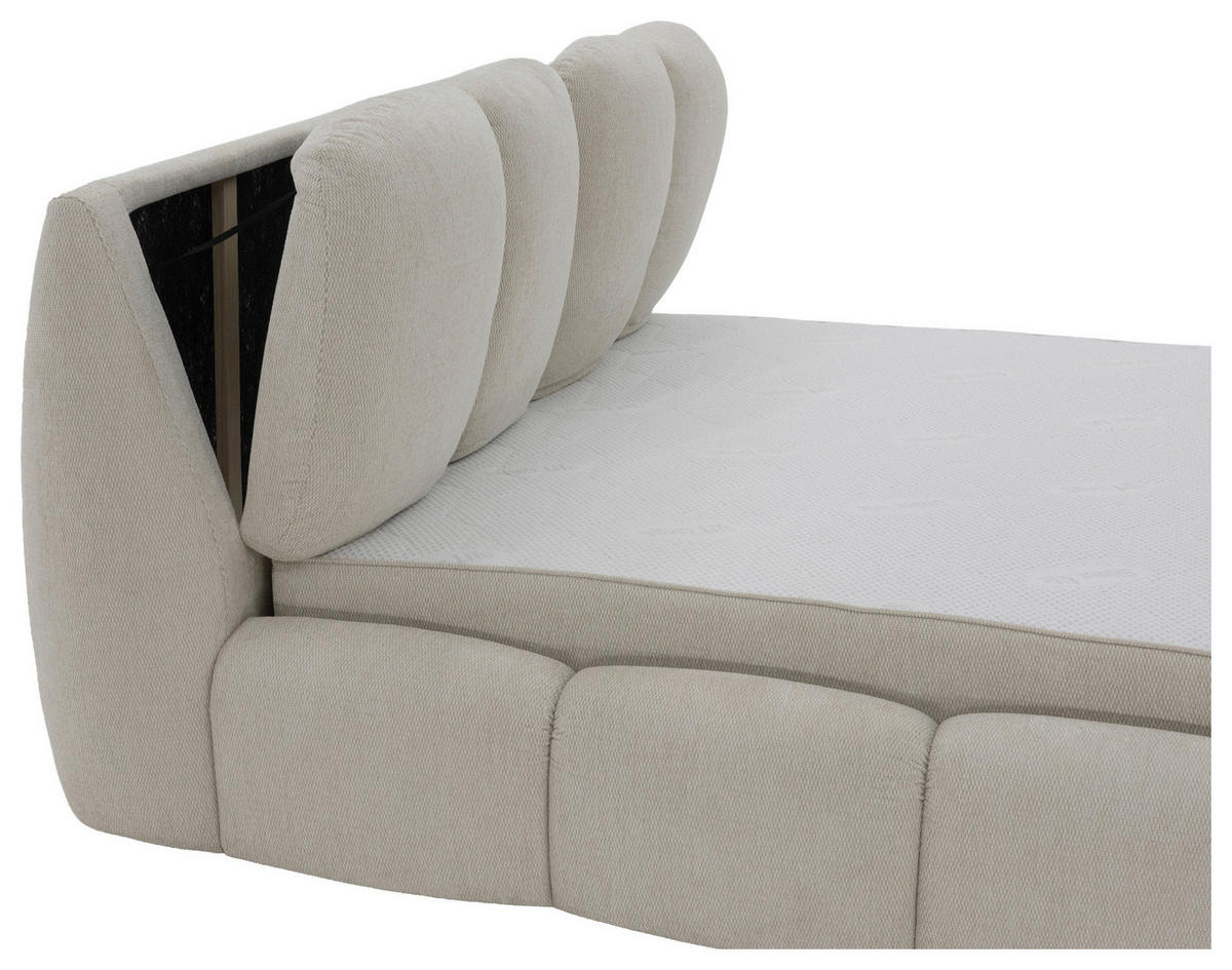 POLSTERBETT 180/200 cm,  in Creme, gepolstertes Kopfteil, Lattenrost, Bettkasten,  - Creme/Schwarz, Design, Holz/Kunststoff (180/200cm) - Chameo