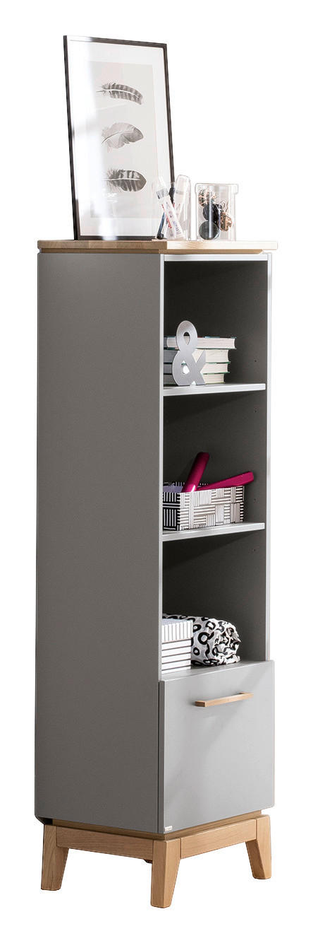 STANDREGAL Eiche massiv Grau, Eichefarben  - Eichefarben/Grau, Design, Holz/Holzwerkstoff (48,2/161,3/39,6cm) - Paidi