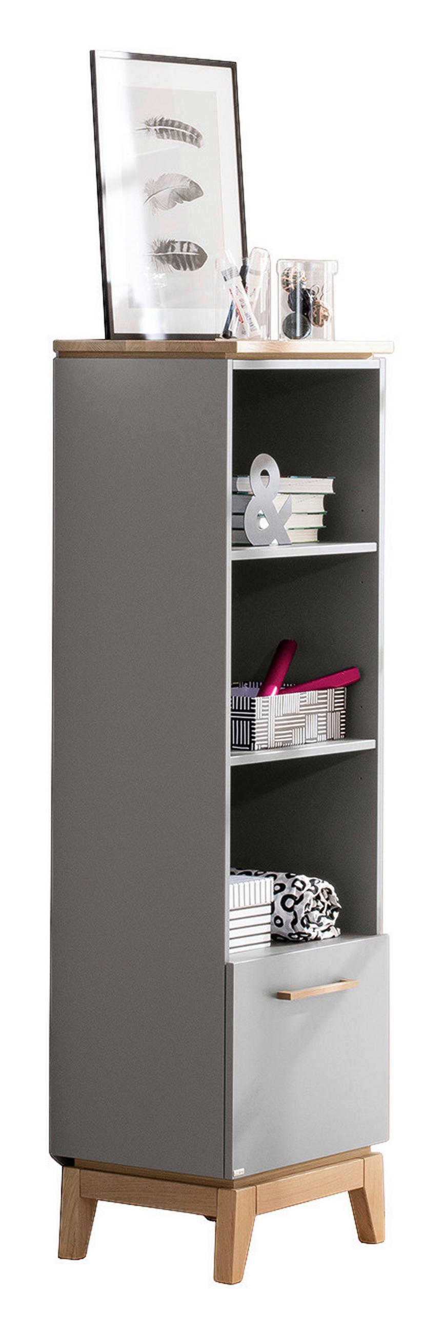 STANDREGAL Eiche massiv Grau, Eichefarben  - Eichefarben/Grau, Design, Holz/Holzwerkstoff (48,2/161,3/39,6cm) - Paidi