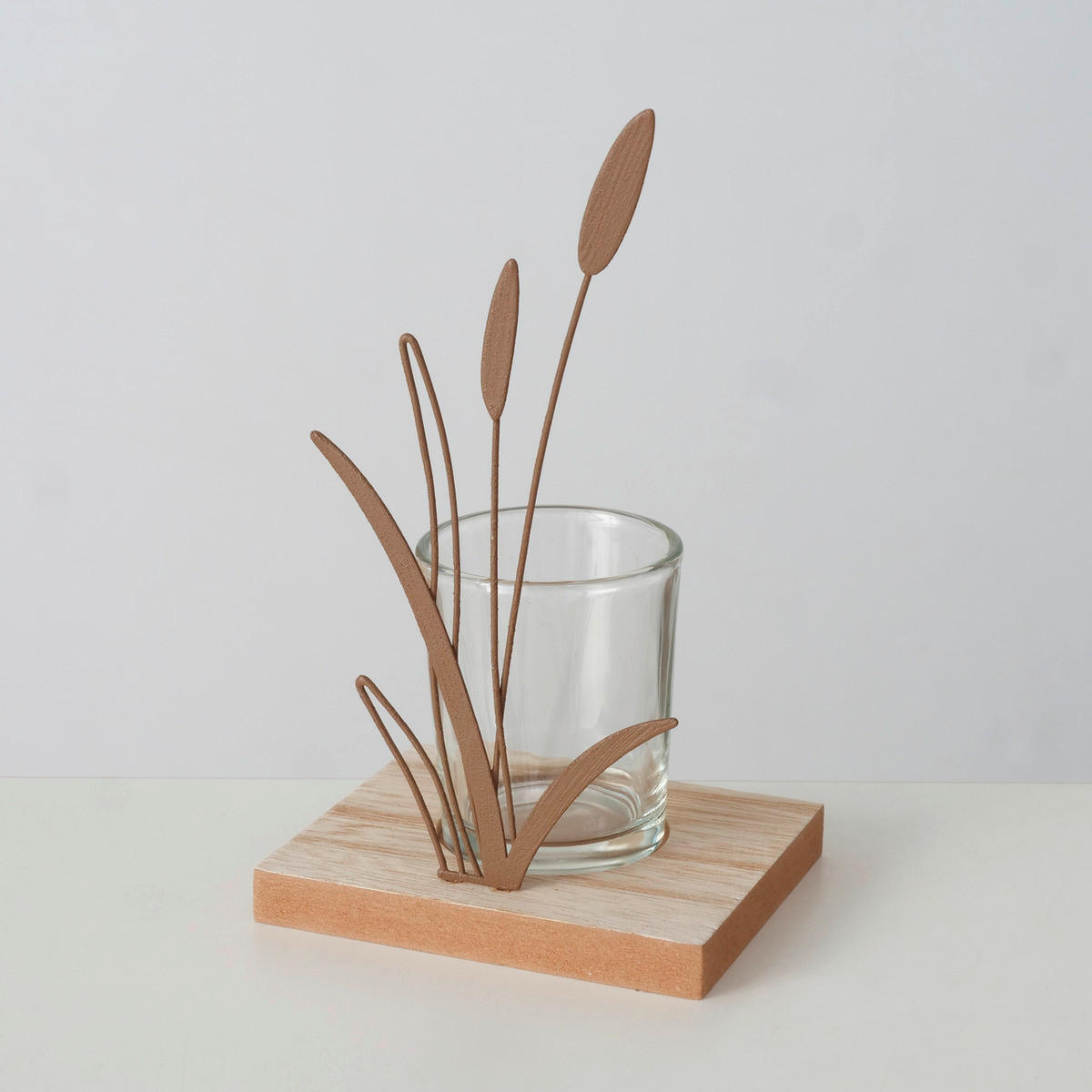 WINDLICHT - Creme/Braun, Basics, Glas/Holzwerkstoff (10/8/18,5cm)