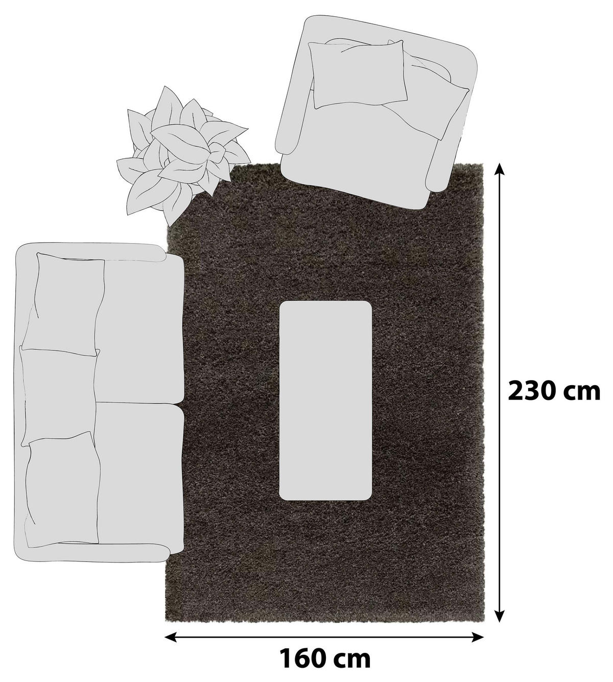 KOBEREC S VYSOKÝM VLASEM, 160/230 cm, hnědá - hnědá, Basics, textil (160/230cm) - Novel