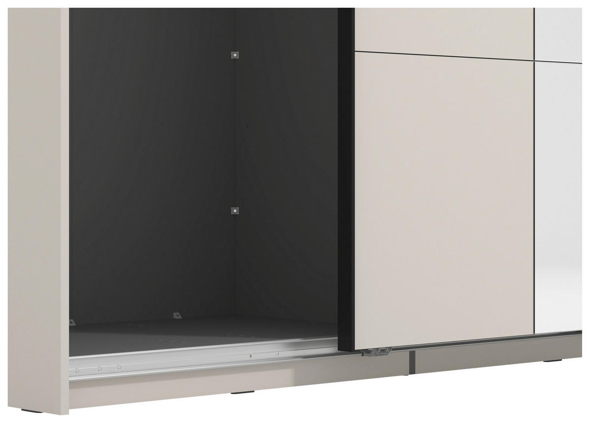 SKRIŇA S POS. DVER. – HOR.VED, kašmírová, 150/217,5/61 cm - čierna/kašmírová, Basics, kov/kompozitné drevo (150/217,5/61cm) - Xora