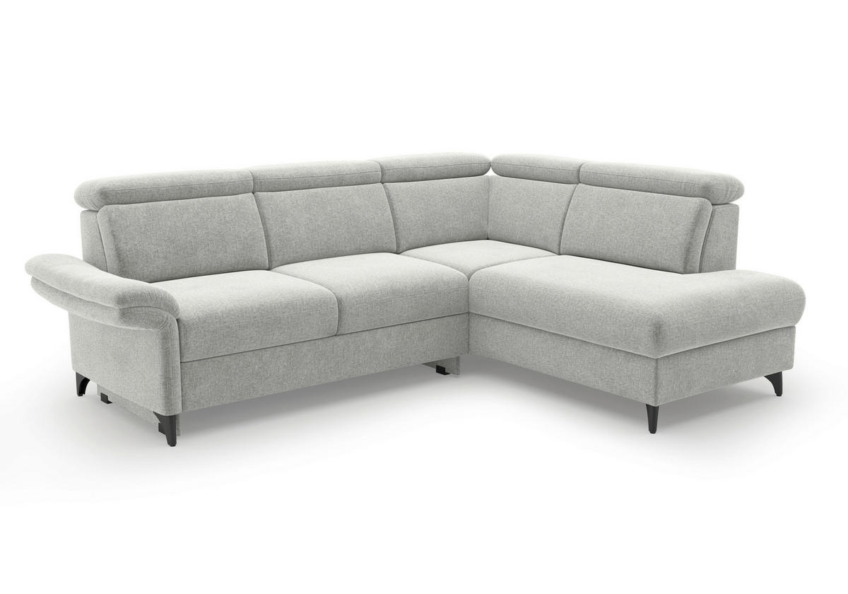 ECKSOFA GLENDALE E in Flachgewebe Hellgrau  247/193 cm  - Hellgrau/Schwarz, KONVENTIONELL, Textil/Metall (247/193cm) - Sit & More