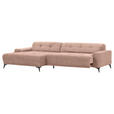 ECKSOFA in Cord Altrosa  165/295 cm  - Schwarz/Altrosa, KONVENTIONELL, Textil/Metall (165/295cm) - Carryhome
