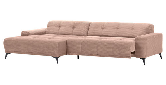 ECKSOFA in Cord Altrosa 165/295 cm - Schwarz/Altrosa, KONVENTIONELL, Textil/Metall (165/295cm) - Carryhome