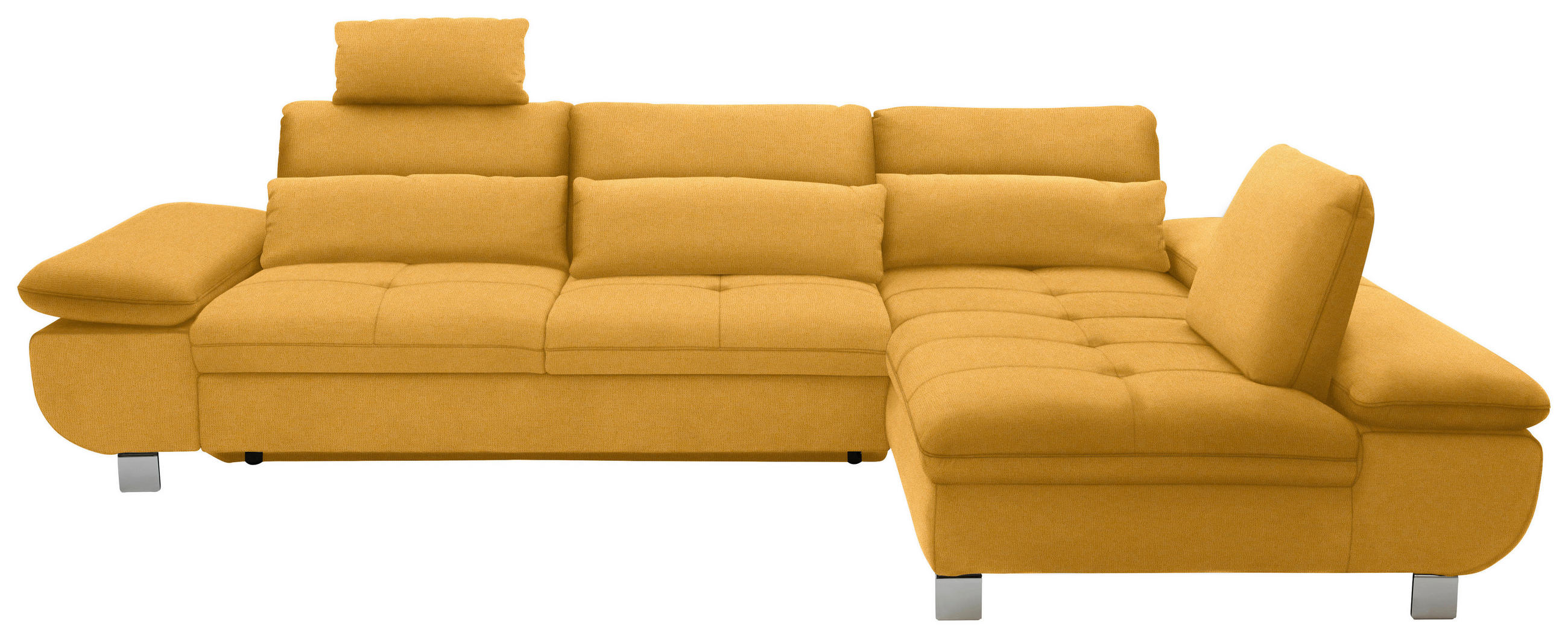 ECKSOFA Gelb Webstoff  - Chromfarben/Gelb, Design, Textil/Metall (310/203cm) - Xora