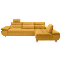ECKSOFA Gelb Webstoff  - Chromfarben/Gelb, Design, Textil/Metall (310/203cm) - Xora